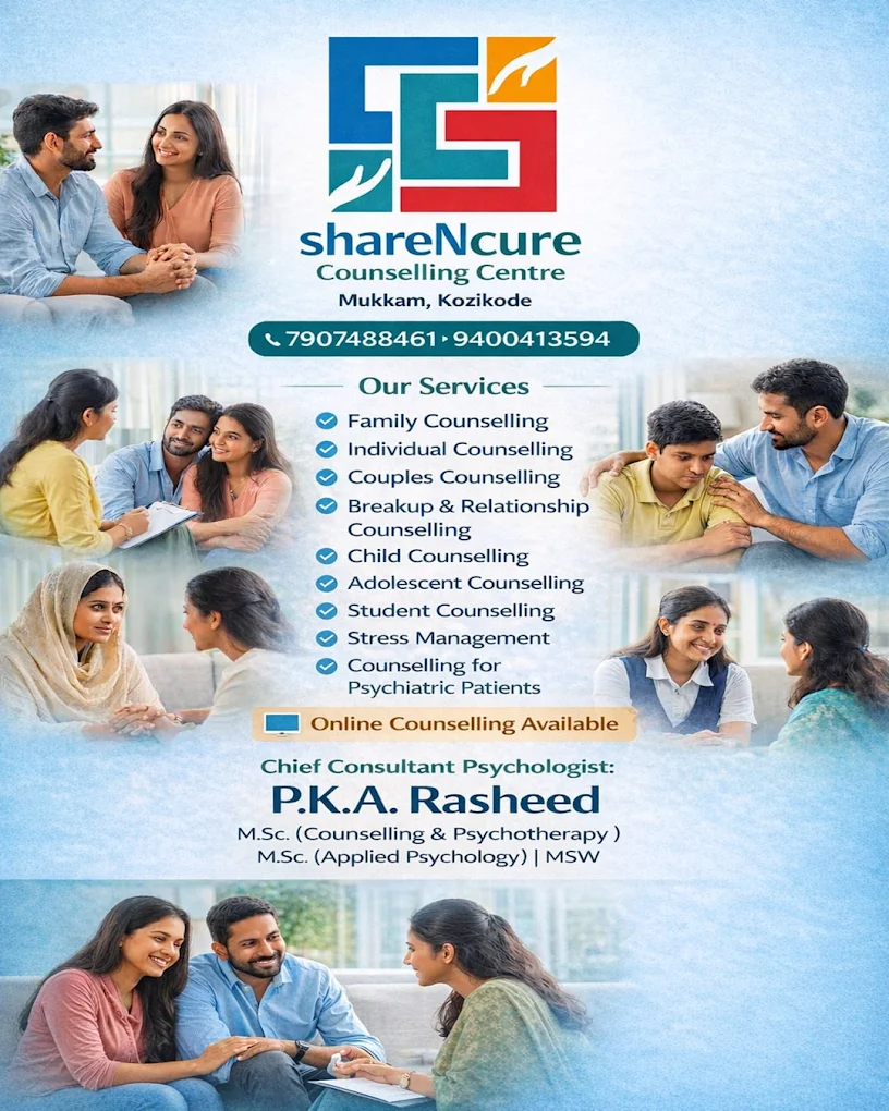 ShareNcure Counselling Centre Kumaranellur Kottayam Kerala Mental Health Support